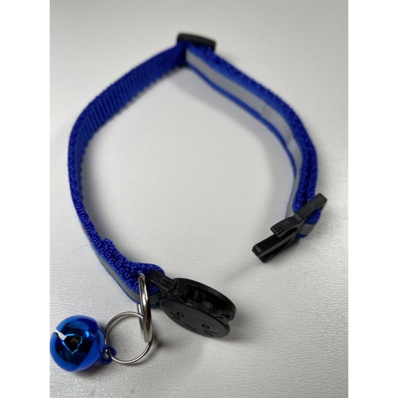 Blue Cat Breakaway Collar New With Jingle Bell And Reflective Strip - Picture 4 of 5